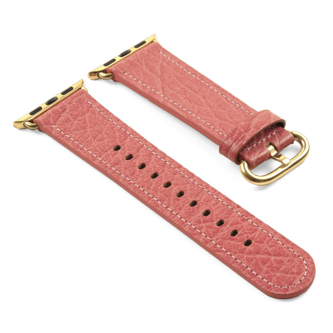 a.l9.13.yg DASSARI Leather Strap For Apple in Pink with a Yellow Gold Buckle