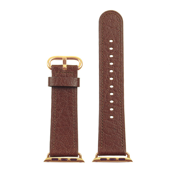 a.l9.2.yg DASSARI Leather Strap For Apple in Brown with a Yellow Gold Buckle 3