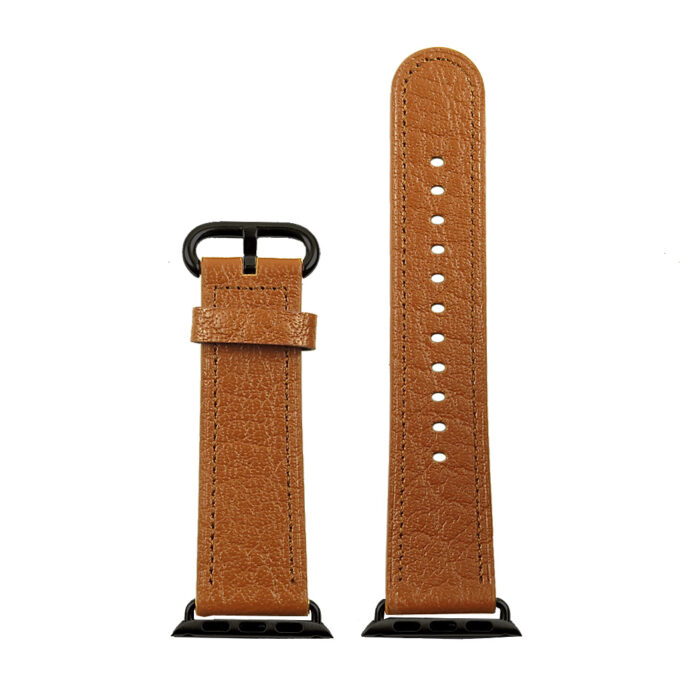 a.l9.3.mb DASSARI Leather Strap For Apple in Tan with a Black Buckle 3