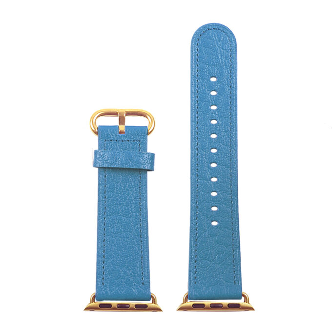 a.l9.5a.yg DASSARI Leather Strap For Apple in Light Blue with a Yellow Gold Buckle 3
