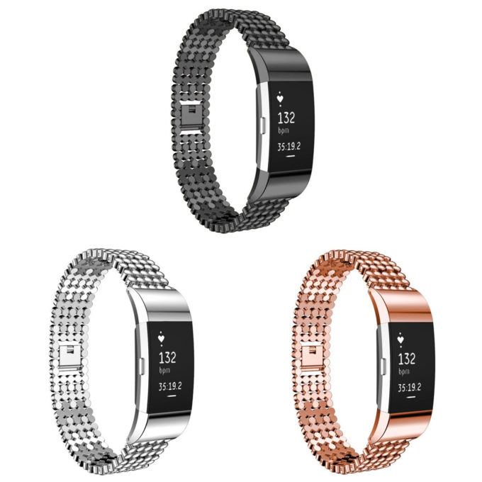 fb.m.25 All Color Bead Style Stainless Steel Watch Band for Fitbit Charge