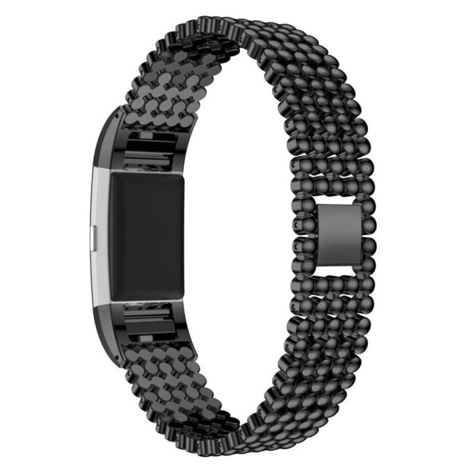 fb.m.25.mb Bead Style Stainless Steel Watch Band for Fitbit Charge 2 Black 2