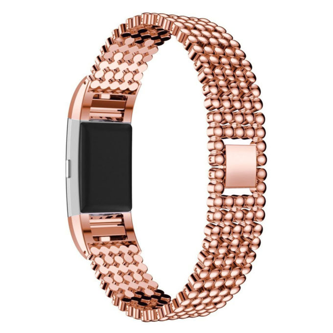 fb.m.25.rg Bead Style Stainless Steel Watch Band for Fitbit Charge 2 Rose Gold 2