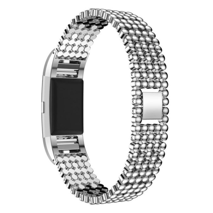 fb.m.25.ss Bead Style Stainless Steel Watch Band for Fitbit Charge 2 b