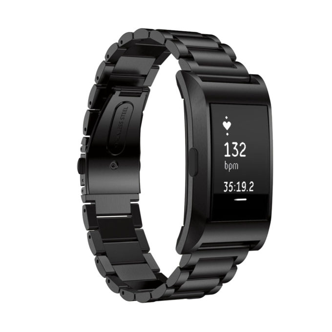 fb.m20.mb Stainless Steel H Link Bracelet Smart Watch Strap Band w Frame Housing in Black 2