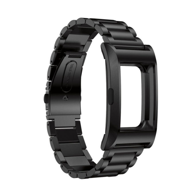 fb.m20.mb Stainless Steel H Link Bracelet Smart Watch Strap Band w Frame Housing in Black