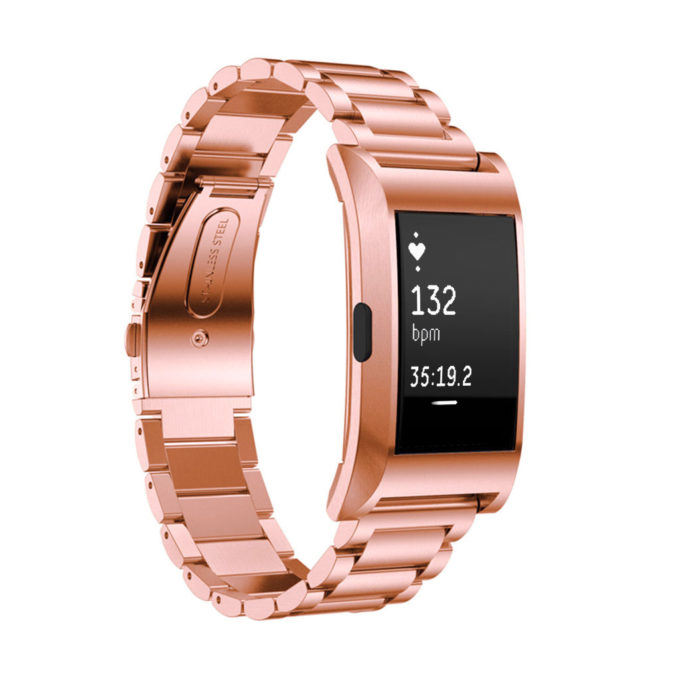 fb.m20.rg Stainless Steel H Link Bracelet Smart Watch Strap Band w Frame Housing in Rose Gold 2