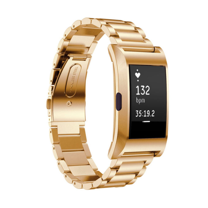 fb.m20.yg Stainless Steel H Link Bracelet Smart Watch Strap Band w Frame Housing in Yellow Gold 2