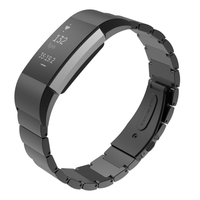 fb.m26.mbCharge 2 Stainless Steel Band Flat Rectanglar Link in Black