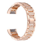 fb.m28.rg Fitbit Charge 2 Stainless Steel Link Braclet w Rhinestonesin Rose Gold