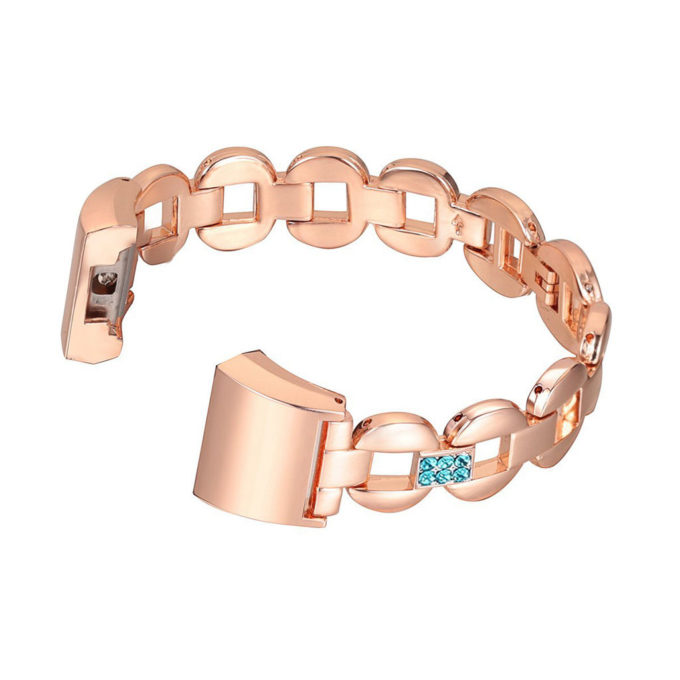 fb.m29.rg.5 Fitbit Charge 2 Stainless Steel Link Braclet w White Rhinestones in Rose Gold
