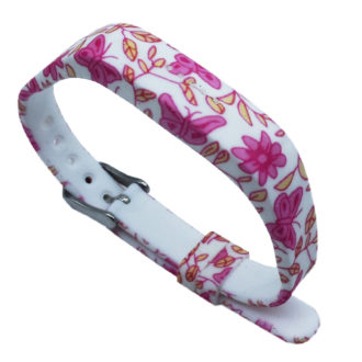 Fb.r6.a Patterned Silicone Strap For Flex 2 In Pink Butterflyies