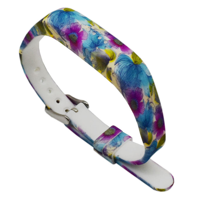 Fb.r6.b Patterned Silicone Strap For Flex 2 In Wild Flowers Blue And Purple