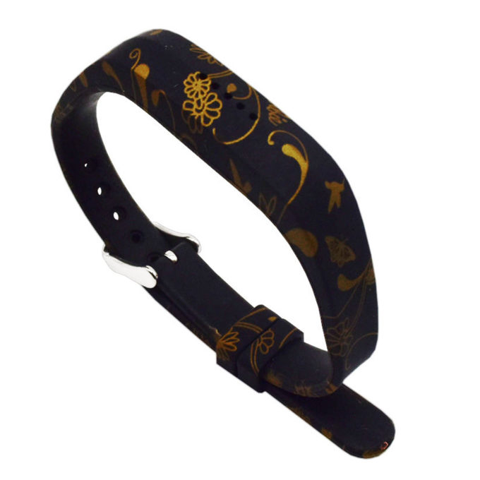 Fb.r6.o Patterned Silicone Strap For Flex 2 In Gold Butterfly