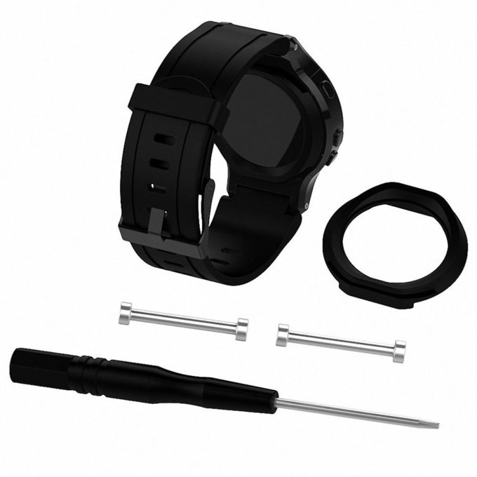 G.r14 Silicone Strap For Garmin Forerunner 225 W Black Buckle In Black 2