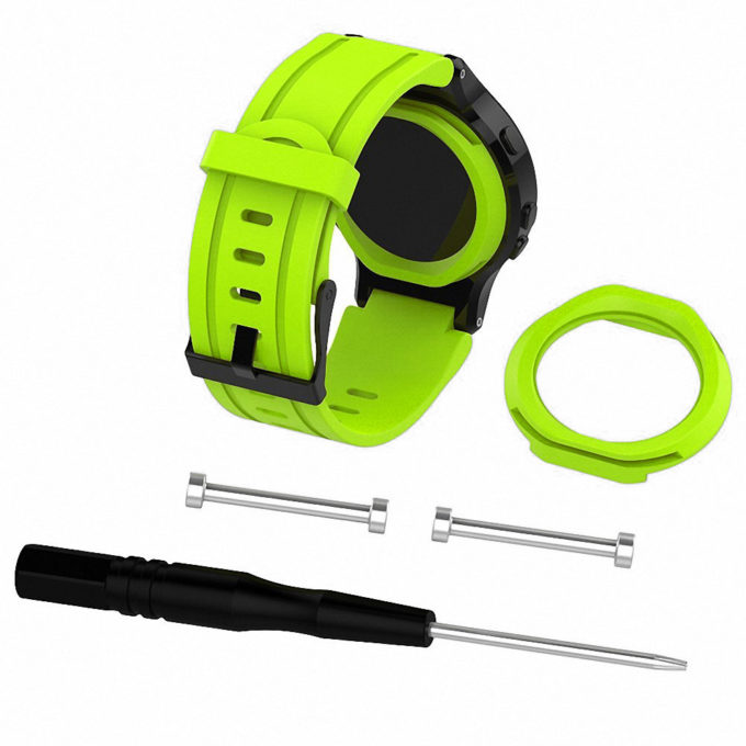 G.r14.11 Silicone Strap For Garmin Forerunner 225 W Black Buckle In Lime 2