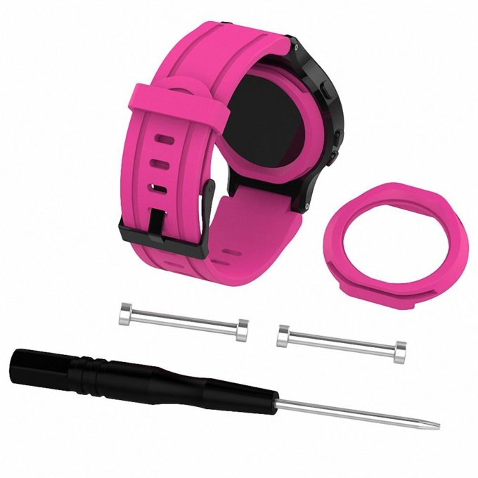 G.r14.13 Silicone Strap For Garmin Forerunner 225 W Black Buckle In Pink 2