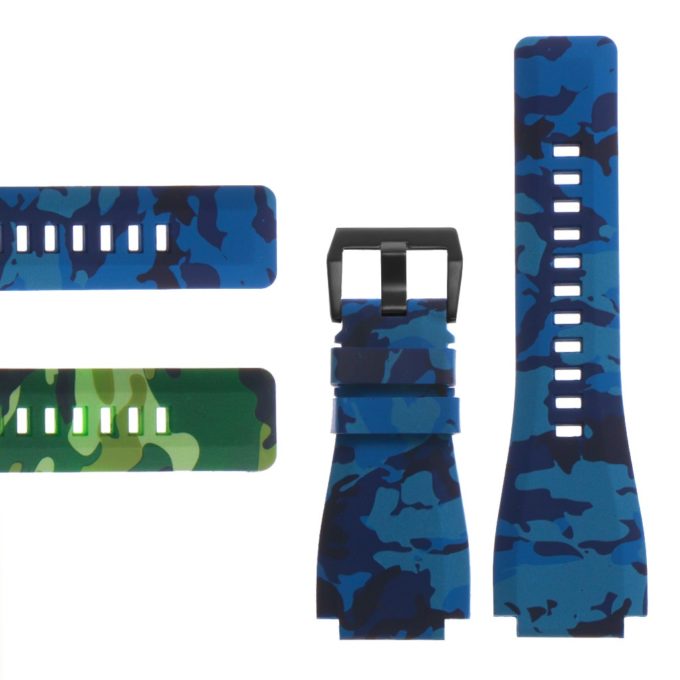 Camo Silicone Strap For Bell And Ross In Blue W Matte Black Buckle 2