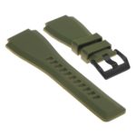 Pu7.11.mb Silcone Strap For Bell And Ross W Matte Black Buckle In Green