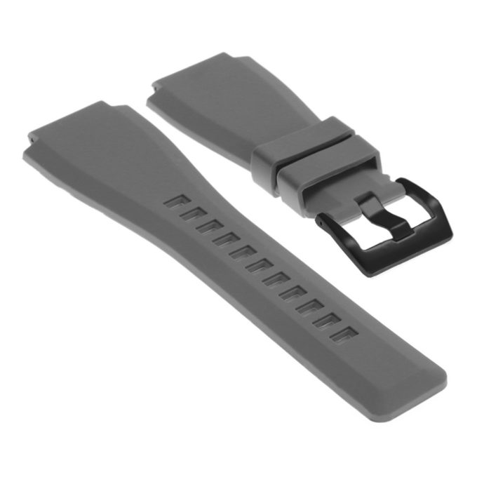 Pu7.7.mb Silcone Strap For Bell And Ross W Matte Black Buckle In Grey