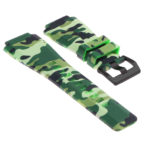Pu8.11.mb Camo Silcone Strap For Bell And Ross In Green W Matte Black Buckle