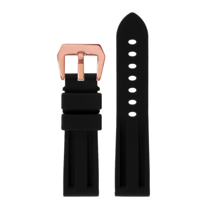 R.pn1.1.rg Silicone Rubber Strap In Black W Rose Gold Buckle 2