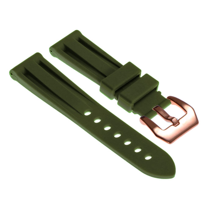 R.pn1.11.rg Silicone Rubber Strap In Green W Rose Gold Buckle
