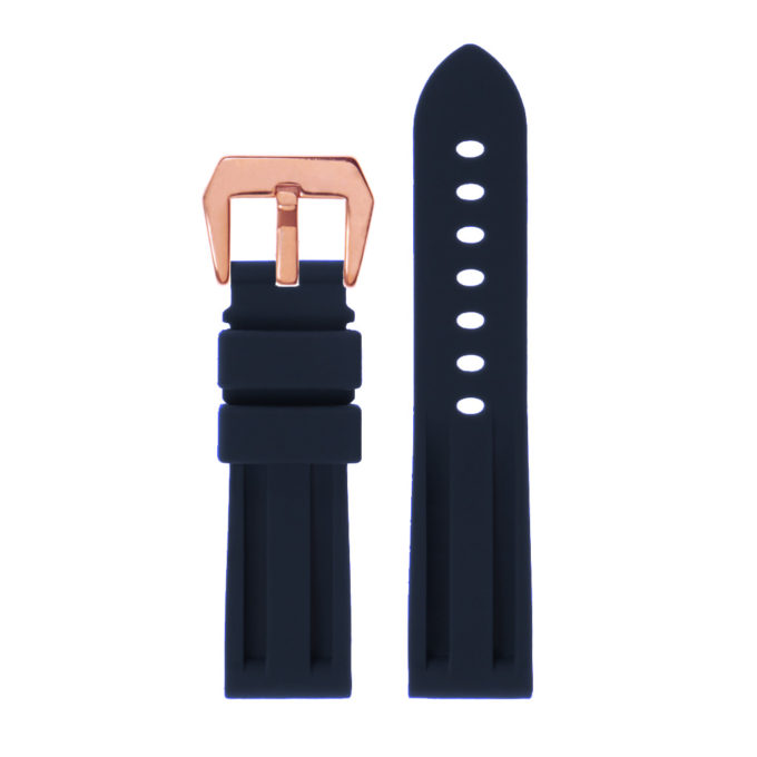 R.pn1.5.rg Silicone Rubber Strap In Blue W Rose Gold Buckle 2