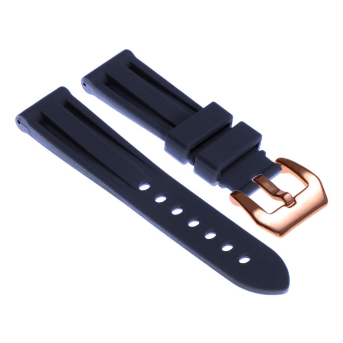 R.pn1.5.rg Silicone Rubber Strap In Blue W Rose Gold Buckle