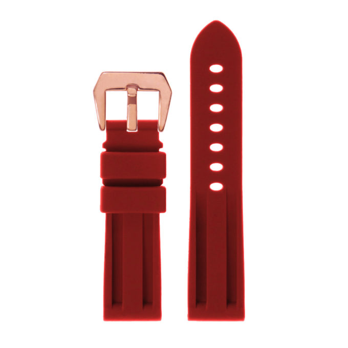 R.pn1.6.rg Silicone Rubber Strap In Red W Rose Gold Buckle 2