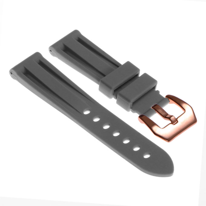 R.pn1.7.rg Silicone Rubber Strap In Grey W Rose Gold Buckle