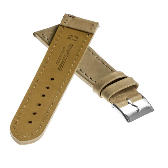 20mm MiLTAT Senno G10 Leather Watch Strap LV Beige, Brushed