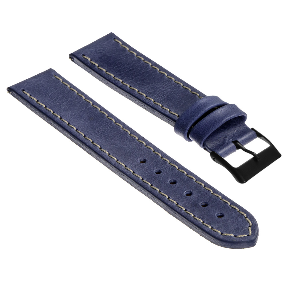 Df2.5a.mb Leather Strap In Bright W Matte Black Buckle Blue
