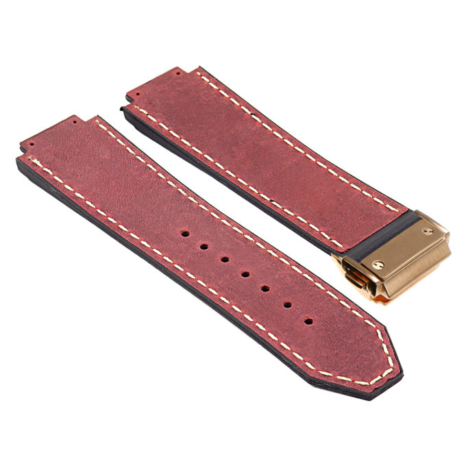 Hb.l1.6.yg DASSARI Suede Strap For Hublot Big Bang W Yellow Gold Buckle In Red