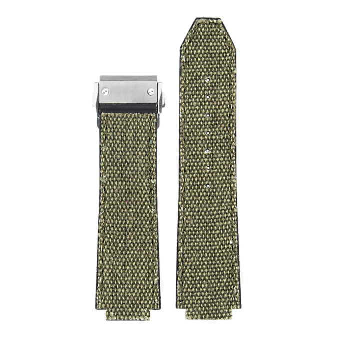 Hb.l3.11.bs DASSARI Canvas Strap For Hublot Big Bang W Brushed Stainless Steel Buckle In Green 3