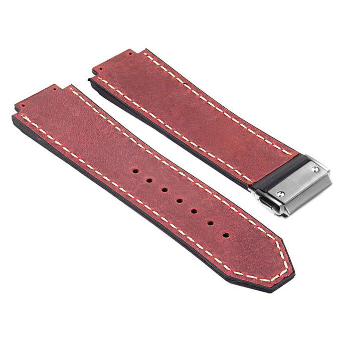Hb1.1.6 DASSARI Suede Strap For Hublot Big Bang W Brushed Stainless Steel Buckle In Red