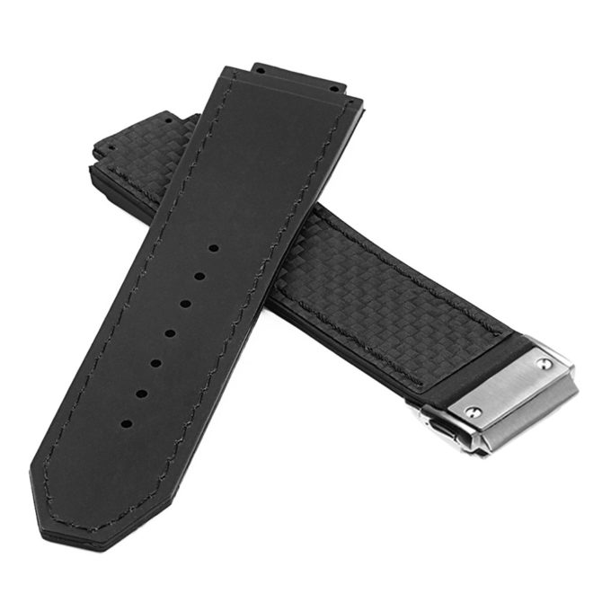 P623.1.1.bs DASSARI Carbon Fiber Band For Hublot Big Bang W Brushed Stainless Steel Buckle In Black 2