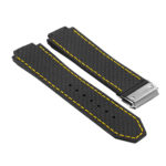 P623.1.10.bs DASSARI Carbon Fiber Band For Hublot Big Bang W Brushed Stainless Steel Buckle In Black W Yellow Stitching