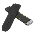 P623.1.10.bs DASSARI Carbon Fiber Band For Hublot Big Bang W Brushed Stainless Steel Buckle In Black W Yellow Stitching 2