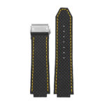 P623.1.10.bs DASSARI Carbon Fiber Band For Hublot Big Bang W Brushed Stainless Steel Buckle In Black W Yellow Stitching 3