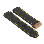 P623.1.10.yg DASSARI Carbon Fiber Band For Hublot Big Bang W Yellow Gold Buckle In Black W Red Stitching