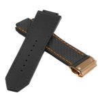 P623.1.12.yg DASSARI Carbon Fiber Band For Hublot Big Bang W Yellow Gold Buckle In Black W Orange Stitching 2