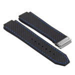 P623.1.5.bs DASSARI Carbon Fiber Band For Hublot Big Bang W Brushed Stainless Steel Buckle In Black W Blue Stitching