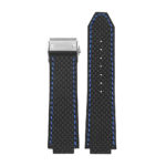 P623.1.5.bs DASSARI Carbon Fiber Band For Hublot Big Bang W Brushed Stainless Steel Buckle In Black W Blue Stitching 3