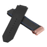 P623.1.5.rg DASSARI Carbon Fiber Band For Hublot Big Bang W Rose Gold Buckle In Black W Blue Stitching 2