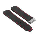 P623.1.6.bs DASSARI Carbon Fiber Band For Hublot Big Bang W Brushed Stainless Steel Buckle In Black W Red Stitching