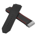 P623.1.6.bs DASSARI Carbon Fiber Band For Hublot Big Bang W Brushed Stainless Steel Buckle In Black W Red Stitching 2