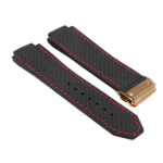 P623.1.6.yg DASSARI Carbon Fiber Band For Hublot Big Bang W Yellow Gold Buckle In Black W Red Stitching