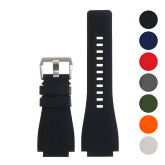 pu7.1.bs Gallery Black Strapsco Rubber Watch Band Strap for Bell & Ross with Matte Black Buckle