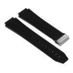 R.hb1.1.bs Silicone Rubber Strap For Hublot In Black W Brushed Buckle